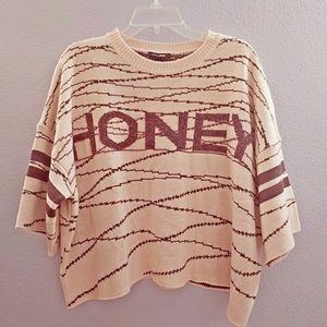 Fashion Nova Oversized Cropped Sweater "Honey" Size XL